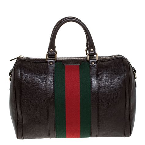 brown leather gucci boston bag|Gucci brown bag vintage.